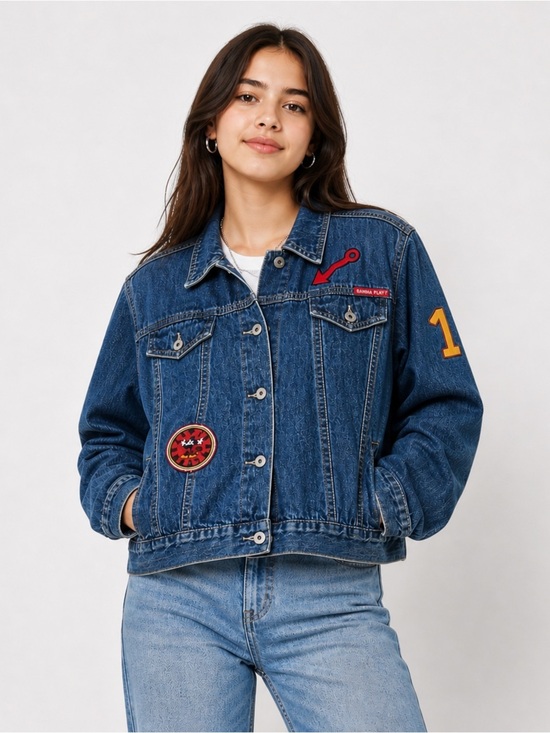Jackets & Blazers - Vintage Mickey & Co Denim Jacket Disney Mickey Mouse Time Patch Retro 90s Sz Lg